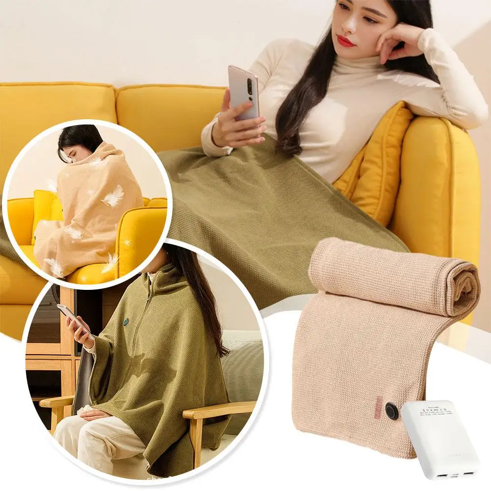 USB Camping Electric Heated Blanket Outdoor Travel Throw Heat Indoor Mat Blanket Shawl Warmer Rechargeable Cushion Heated R4S5