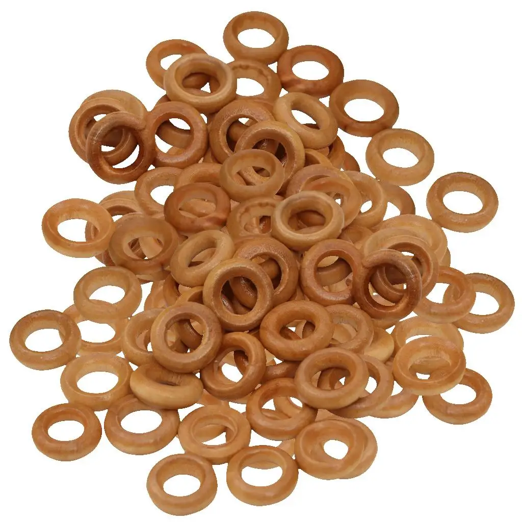 100 Pcs Wooden Wooden Rings Loose Beads DIY Bracelet Necklace Jewelry