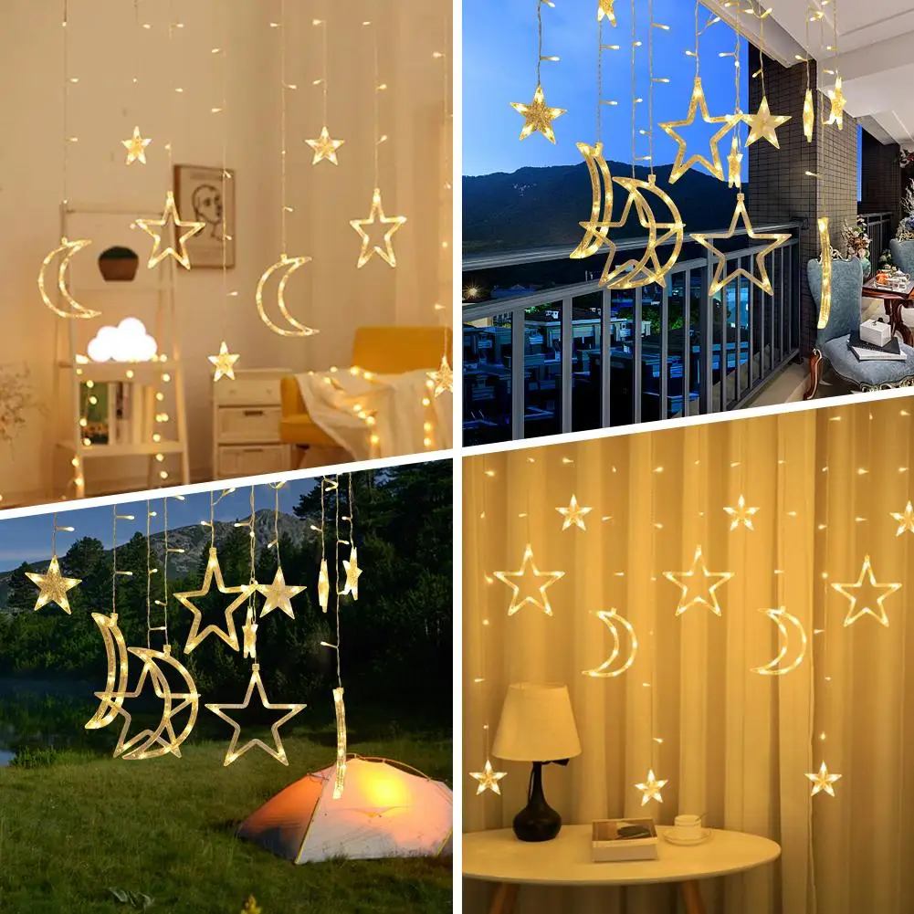 138LED Solar Lights With Remote Control String Lights For Ramadan Porch Window Backyard Tent Garden Patio Decor