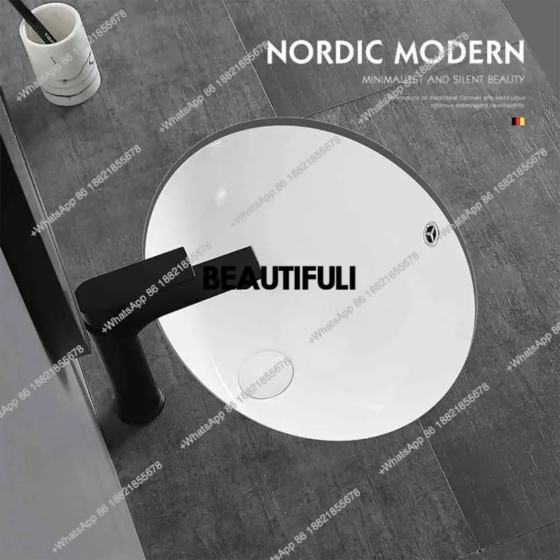 

R Household Under Counter Sinks Ceramic Sink Embedded Oval Washbasin Small Size Narrow Long Balcony Basin Toilet Wash Hand Basin
