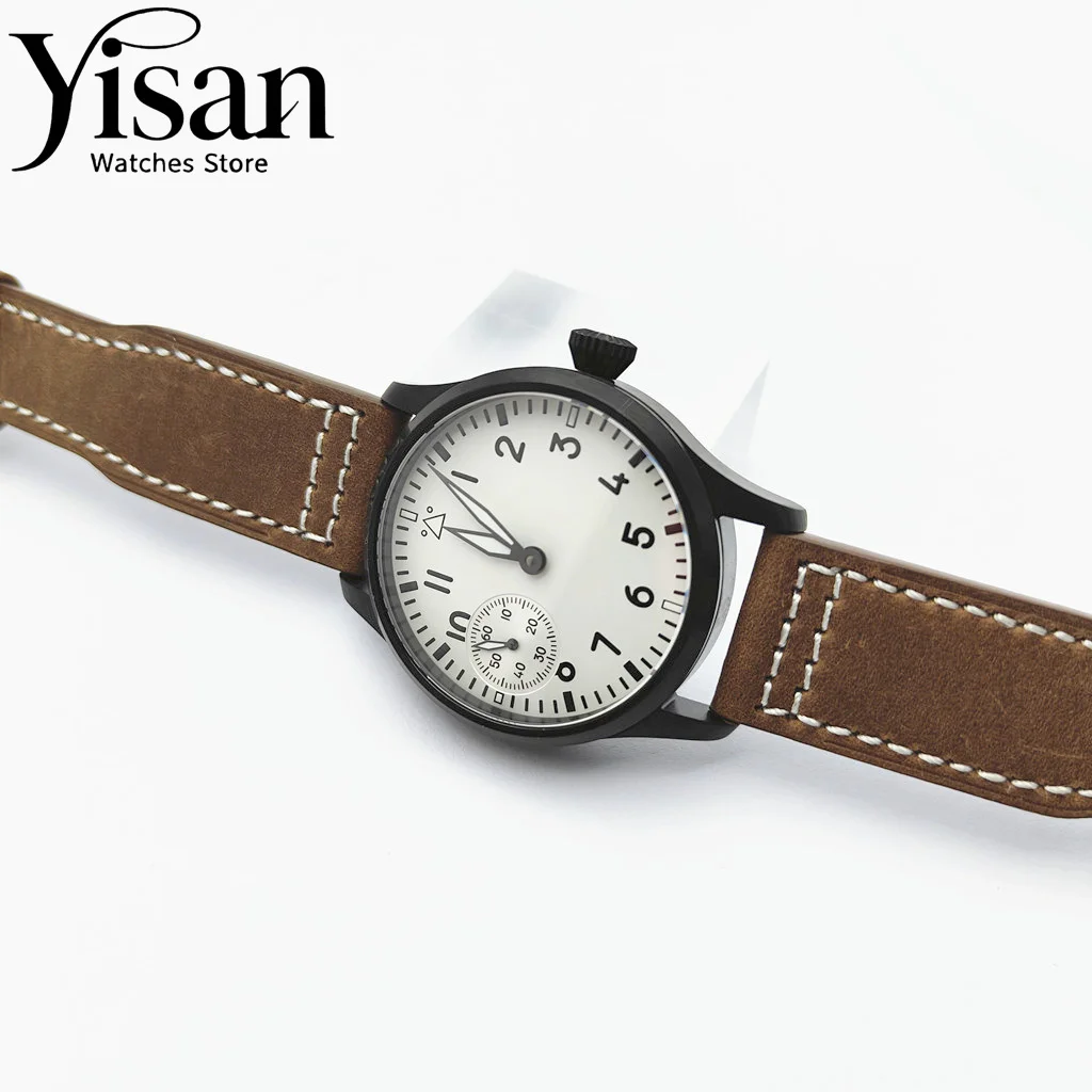 นาฬิกา Yisan ขนาด 42 มม. แบบสั่งทำพิเศษ กระจกแซฟไฟร์ ตัวเรือนสีเงิน สายหนัง เรืองแสงสีเขียว ระบบไขลานด้วยมือ รุ่น ST3600