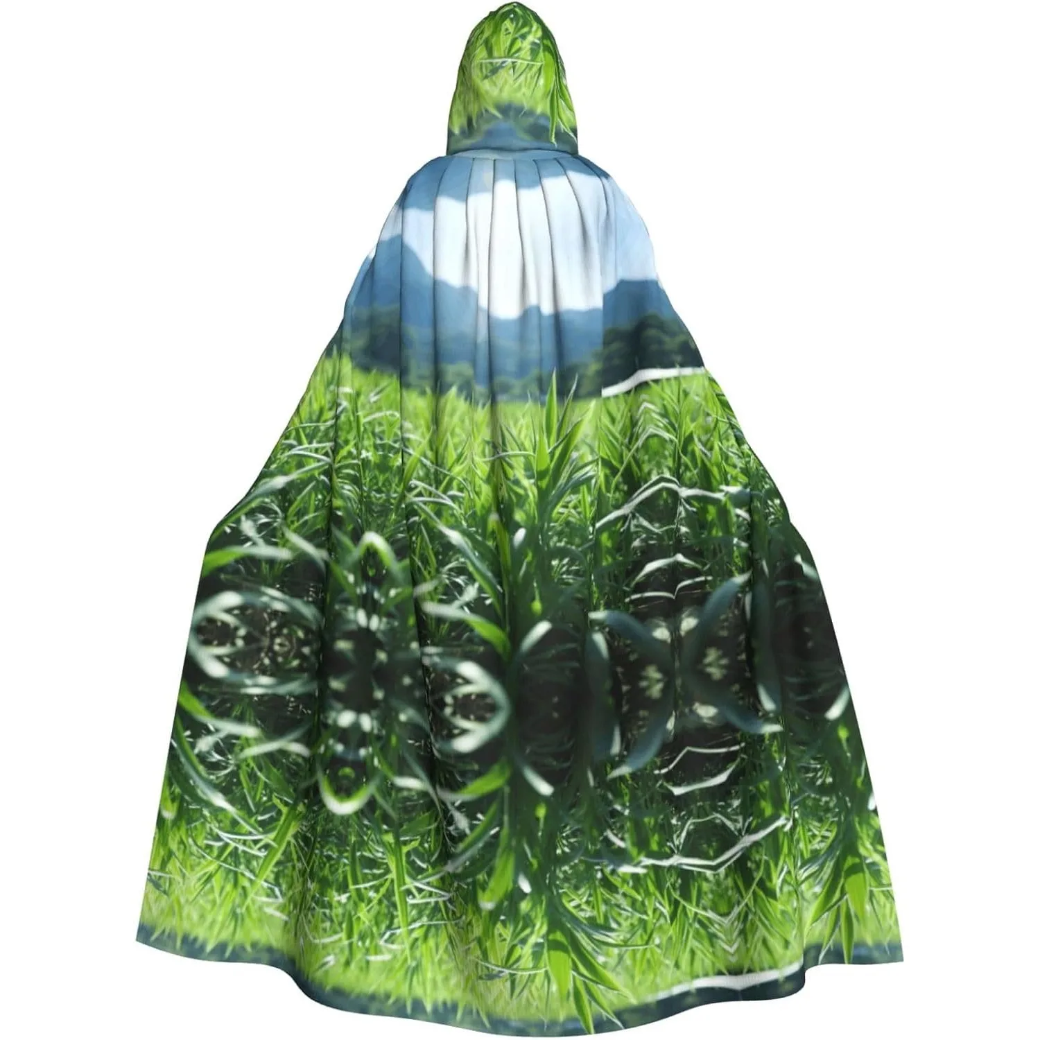 

Органический зеленый принт, накидка с капюшоном для взрослых, карнавальная фестивальная накидка, халат для косплея, костюм для вечеринки, готический карнавал