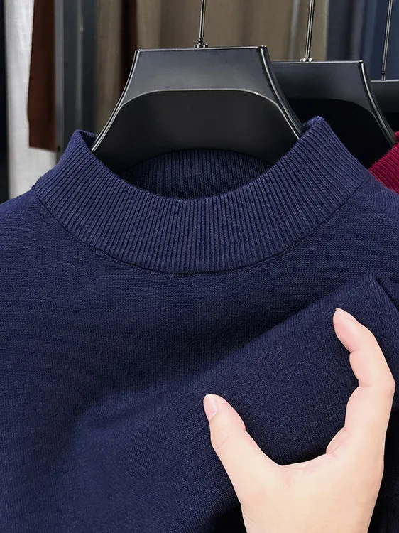 Pull tricoté pour hommes, col haut, coupe ample, couche de Base de couleur, haut chaud d'hiver, Busin décontracté, Long, Sve