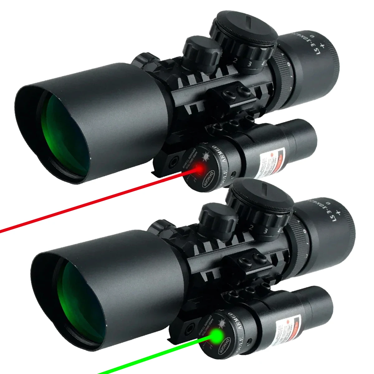 

3-10x42 Tactical Laser Combo Scopes M9 Red Green Long Range Crossbow Collimator Hunting Optics Accessoires