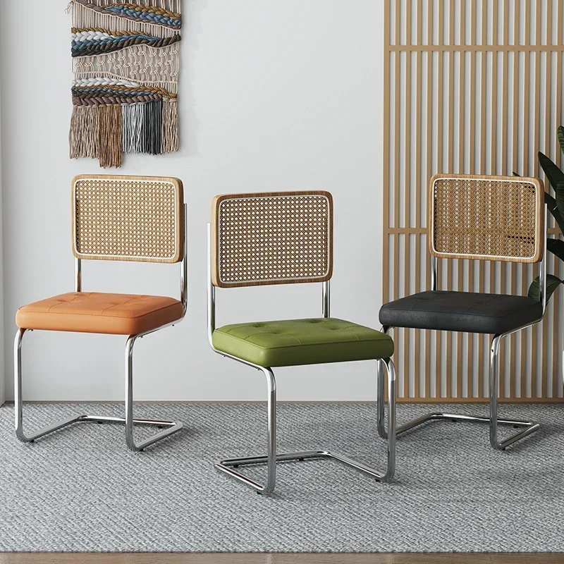 

Dining chair dining table household Nordic light luxury rattan chair backrest modern simple sedentary comfortable retro desk sto