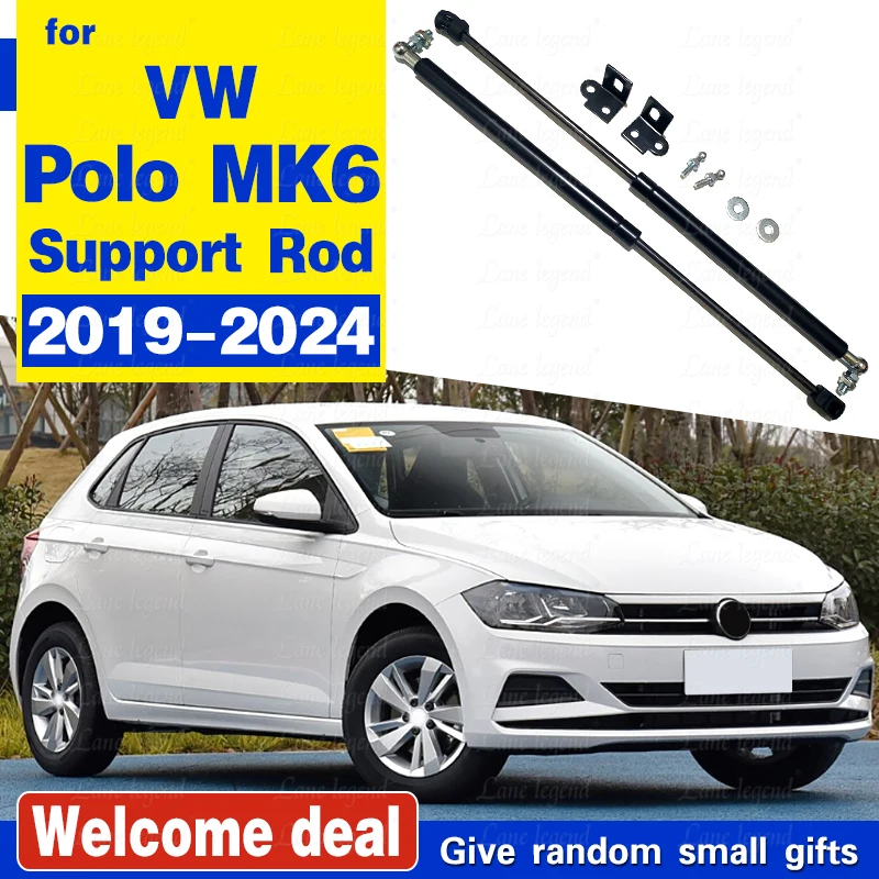 For VW Polo 2019 2021 2022 2023 2024 AW MK6 Refit Bonnet Hood Gas Spring Shock Lift Strut Bars Support Hydraulic Rod Car-styling