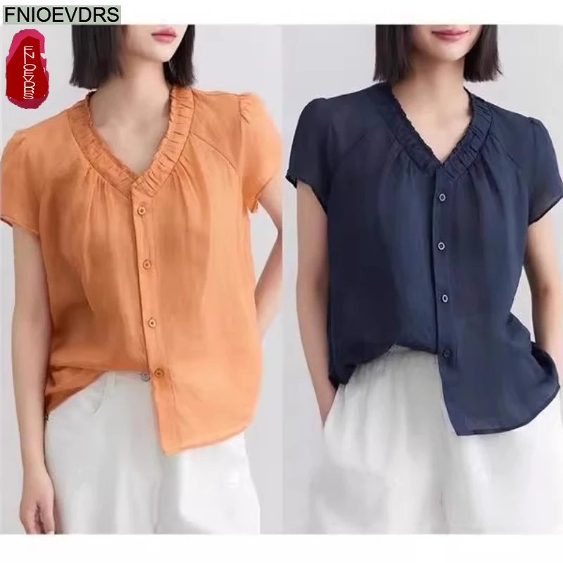 

Cotton Linen Tops 2025 Women Summer Sleeveless Casual Loose Thin Comfortable Navy Blue V Neck Blouse Retro Vintage Button Shirts