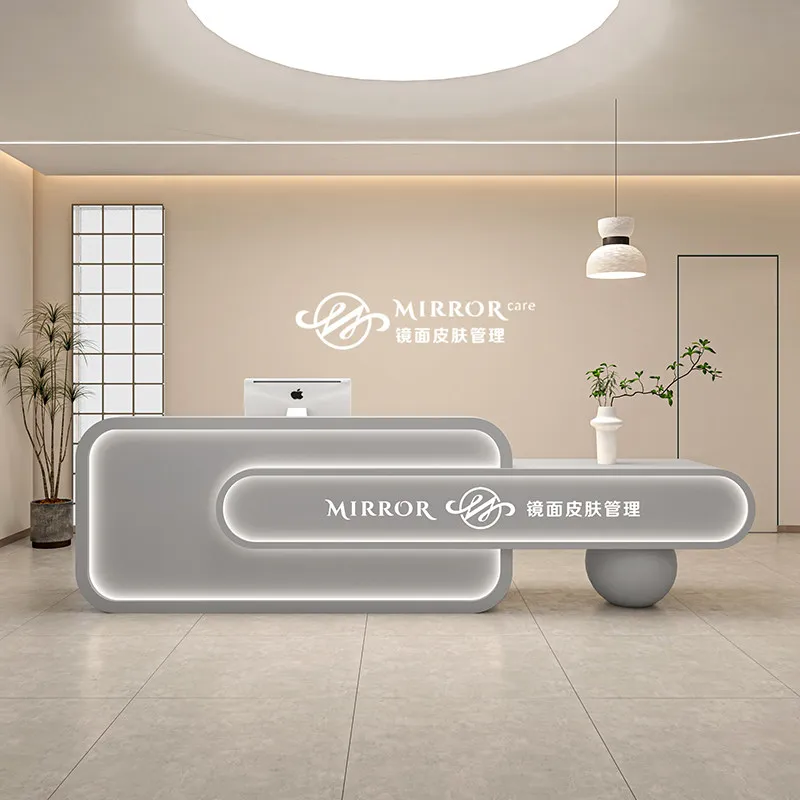 Design Luxury Reception Desks Beauty Modern Unique Shelves Bar Reception Desks Corner Wood European Scrivania Office Furniture