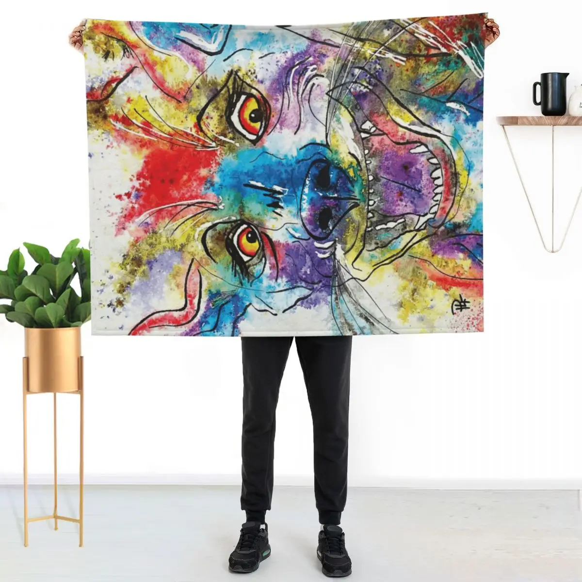 

Kooky Kreatures 'Dylan: The Green Dog' Caricature Print — Art by Paquita Throw Blanket