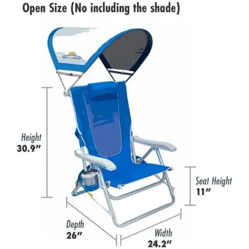 GCI Outdoor Backpack Beach Chair, Royal Blue, Foldable, Portable, Adjustable, Sturdy Steel and Polyester