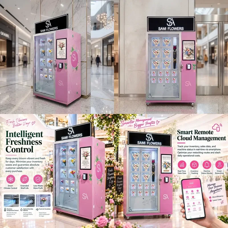 OEM ODM Supported Floral Vending Kiosk Automatic Distributor Fresh Flower Vending Machine for Adjustable Temperature