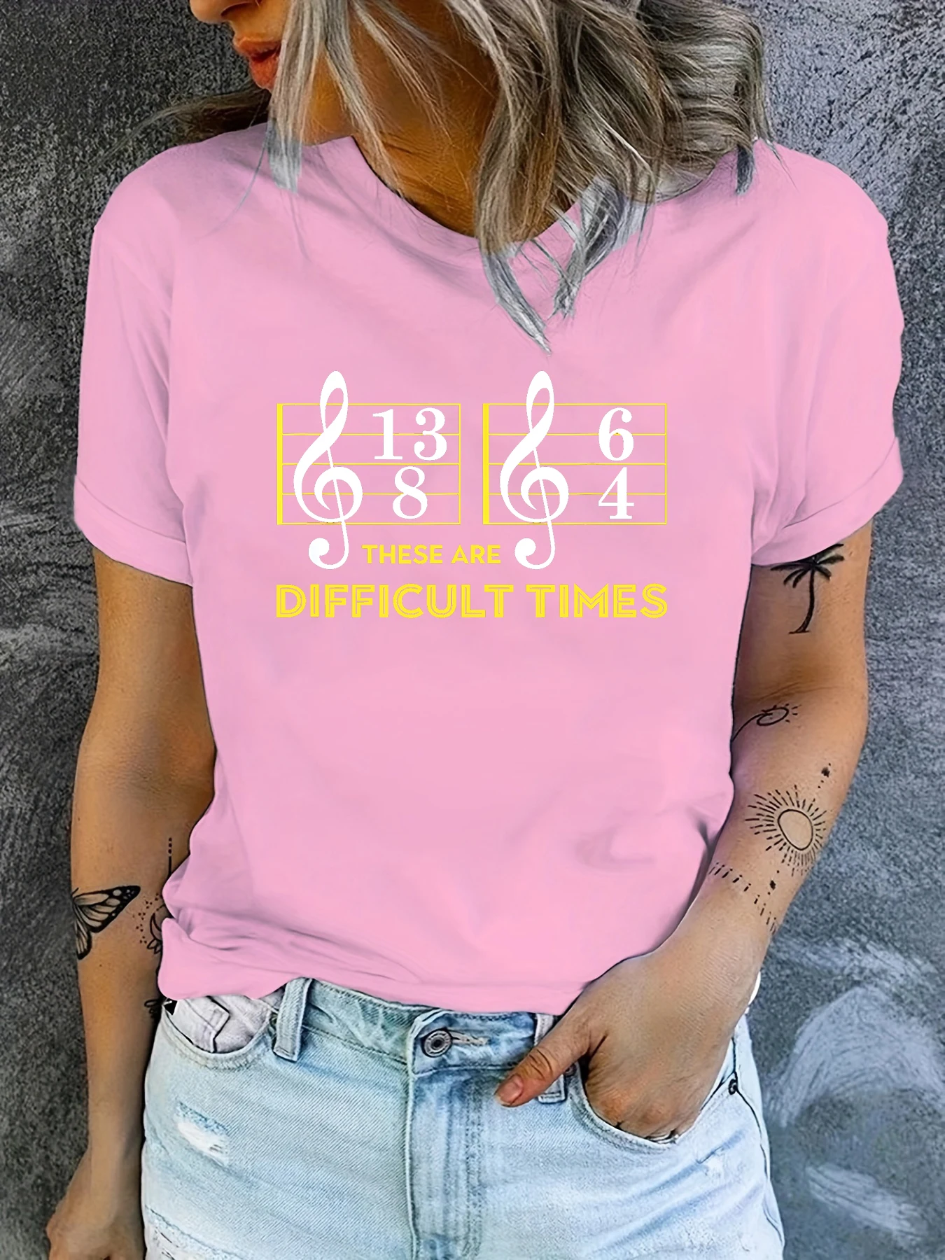 These Are Difficult Times For Music Loversr Short Sleeve Pattern Women\'s Summer T-Shirt Women\'s Printed Summer T-Shirt Women Top