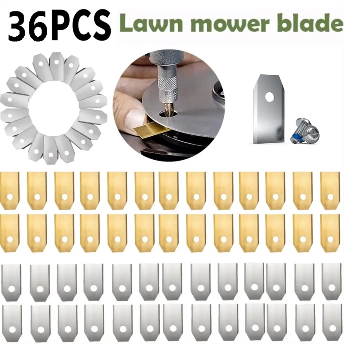 (A02R) 36PC Lawn Mower Cutting Blades Set Stainless Steel Trimmer Blade Compatible with for ECOVACS Cutter Blades Replacement A