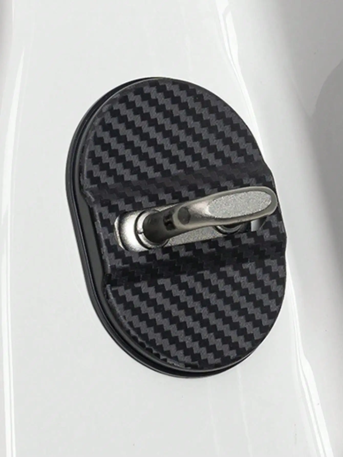 4-Pack Carbon Fiber Door Lock Cover, Universal Shockproof Cushion, Rust & Moisture Proof