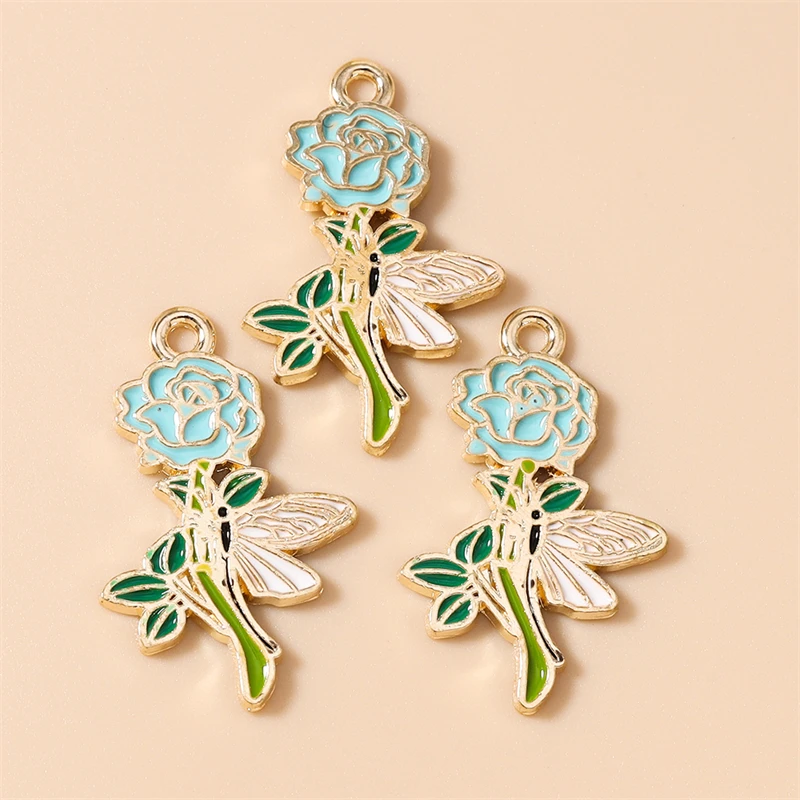 20 Stück 18x28mm Niedliche Emaille-Rosenblüten-Anhänger für die Herstellung von Halsketten, Ohrringen, Armbändern, DIY-Bastelarbeiten, Schmuckzubehör – Detail 6