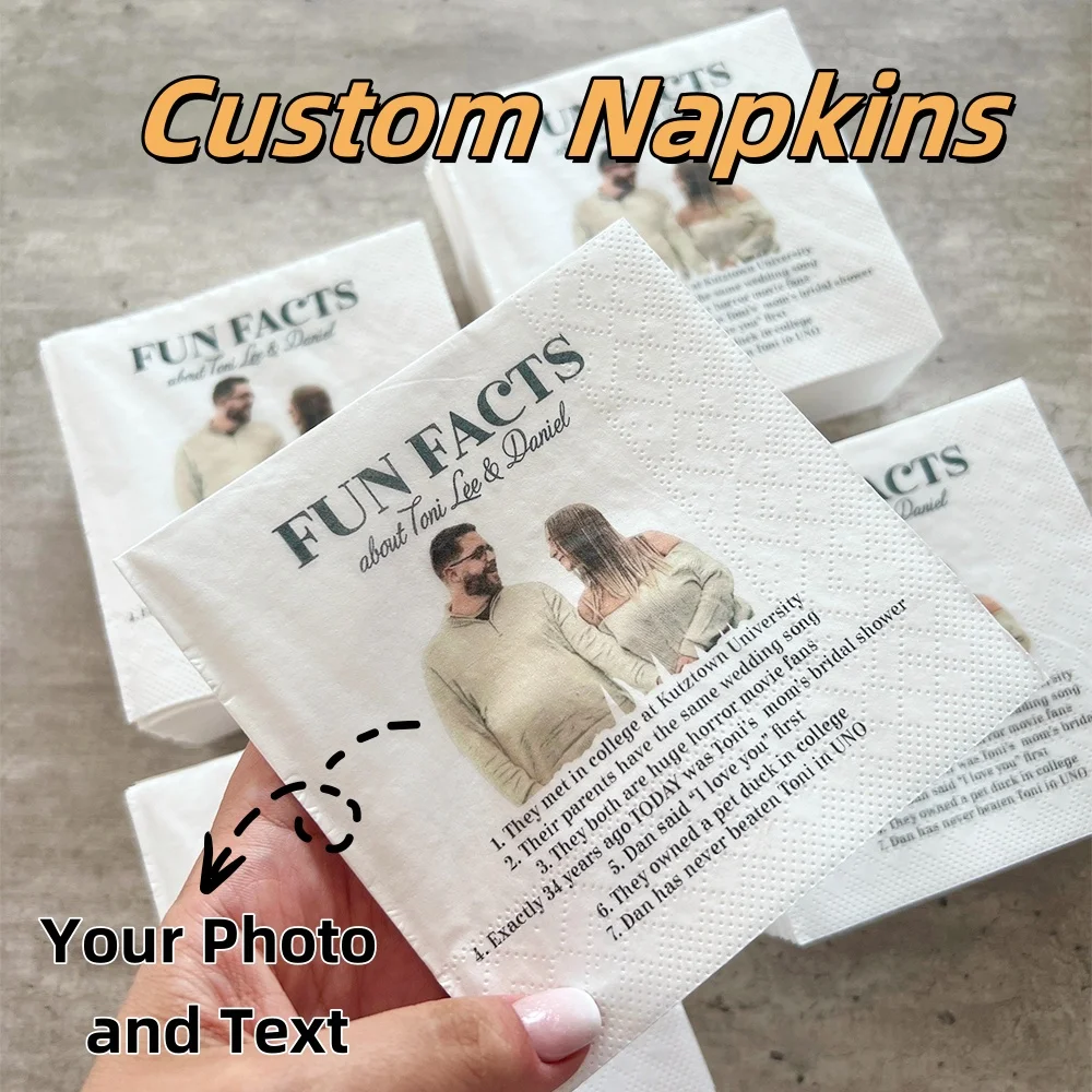 

Personalized Party Napkins Disposable Custom Wedding Napkins of Your Photo&Text for Party Birthday Wedding Baby Shower Decor