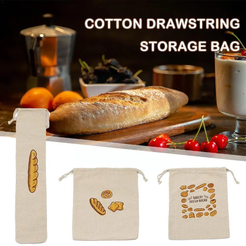 Linen Bread Bag Reusable Cotton Drawstring Storage Bread Drawstring Loaf Homemade Bread Fresh Bags Linen Storage Bag Z4P5