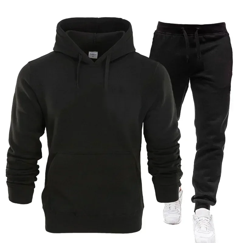 2025 New men's gym fitness top Jogger sportswear Men/women 2 sets of sweatshirt hoodie pants men and women's necessities