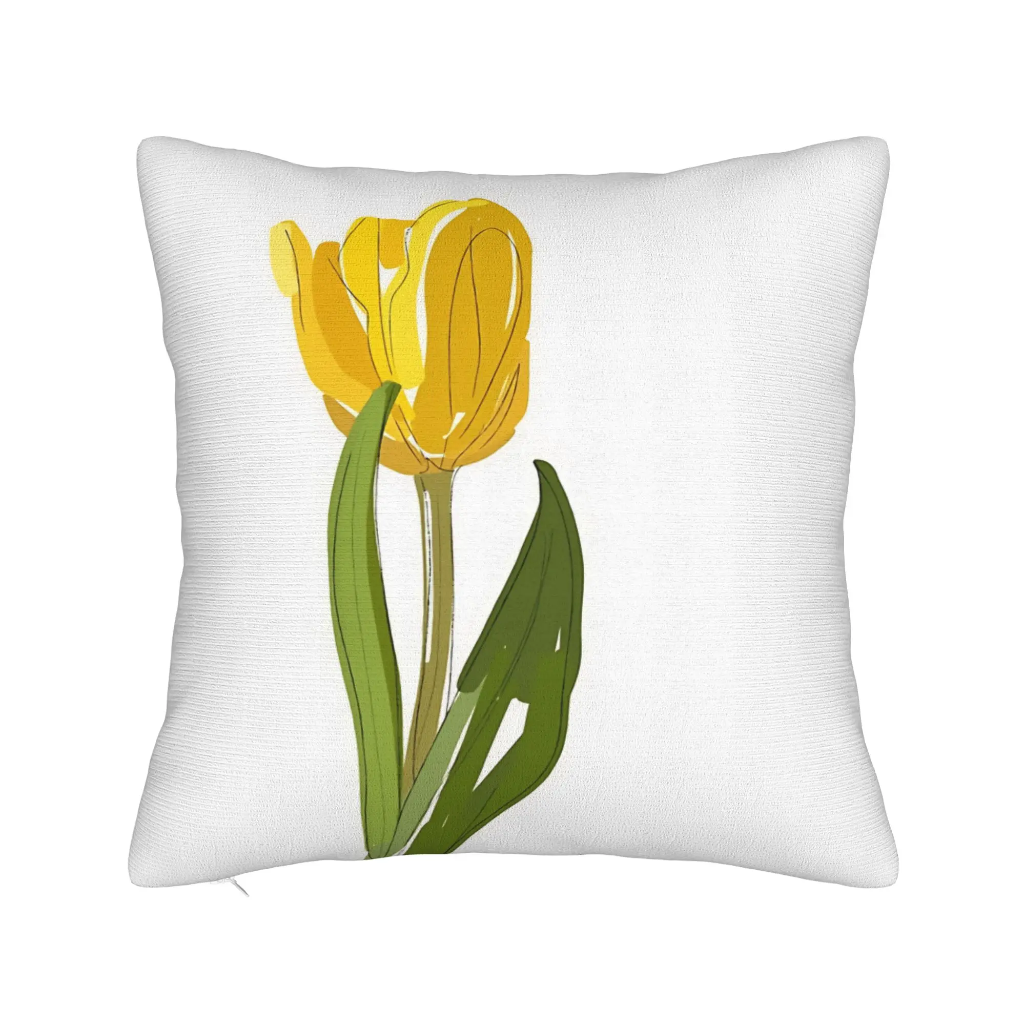 Pillow Cover Yellow Tulip Bicycle And Hello Sunshine  Vintage Pillow Case For Sofa Home Decoration Pillowcases
