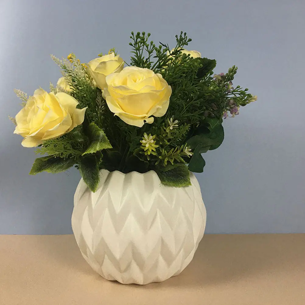 

Chic Ceramic Flower Vase Set Simple Design for Cactus and Indoor Plants Decorative Pot for Home Office Balcony Garden