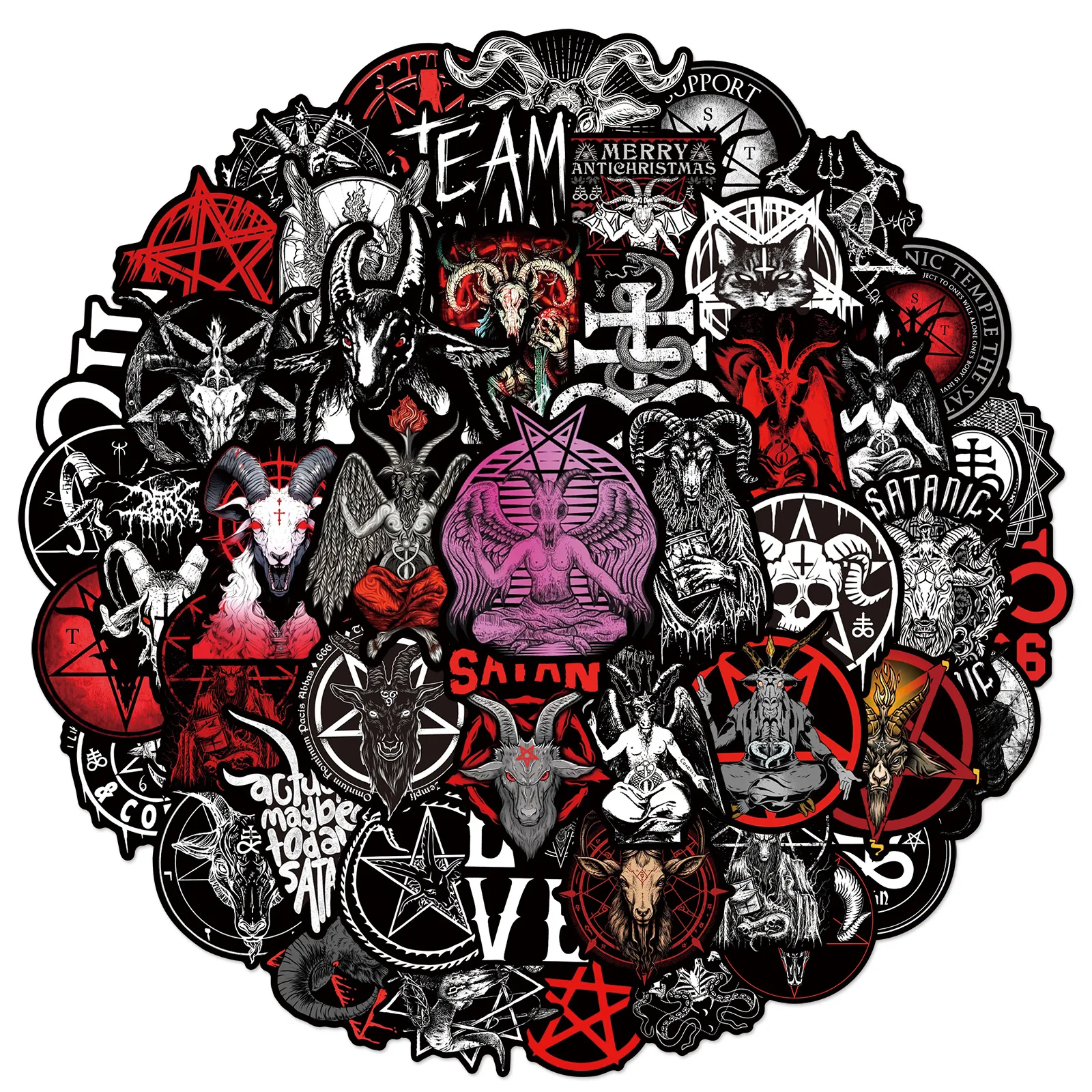 50/100Pcs Cool Satan Totem Graffiti Stickers Gothic for Phone Laptop Wall Scrapbook Car Motorcycle Helmet Waterproof Stickers