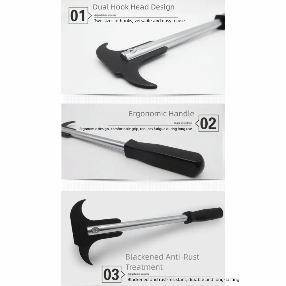 Double Hooks Oil Seal Extractor Practical Rust-proof Oil Seal Wrench Puller Universal Car Repair Hand Wrench