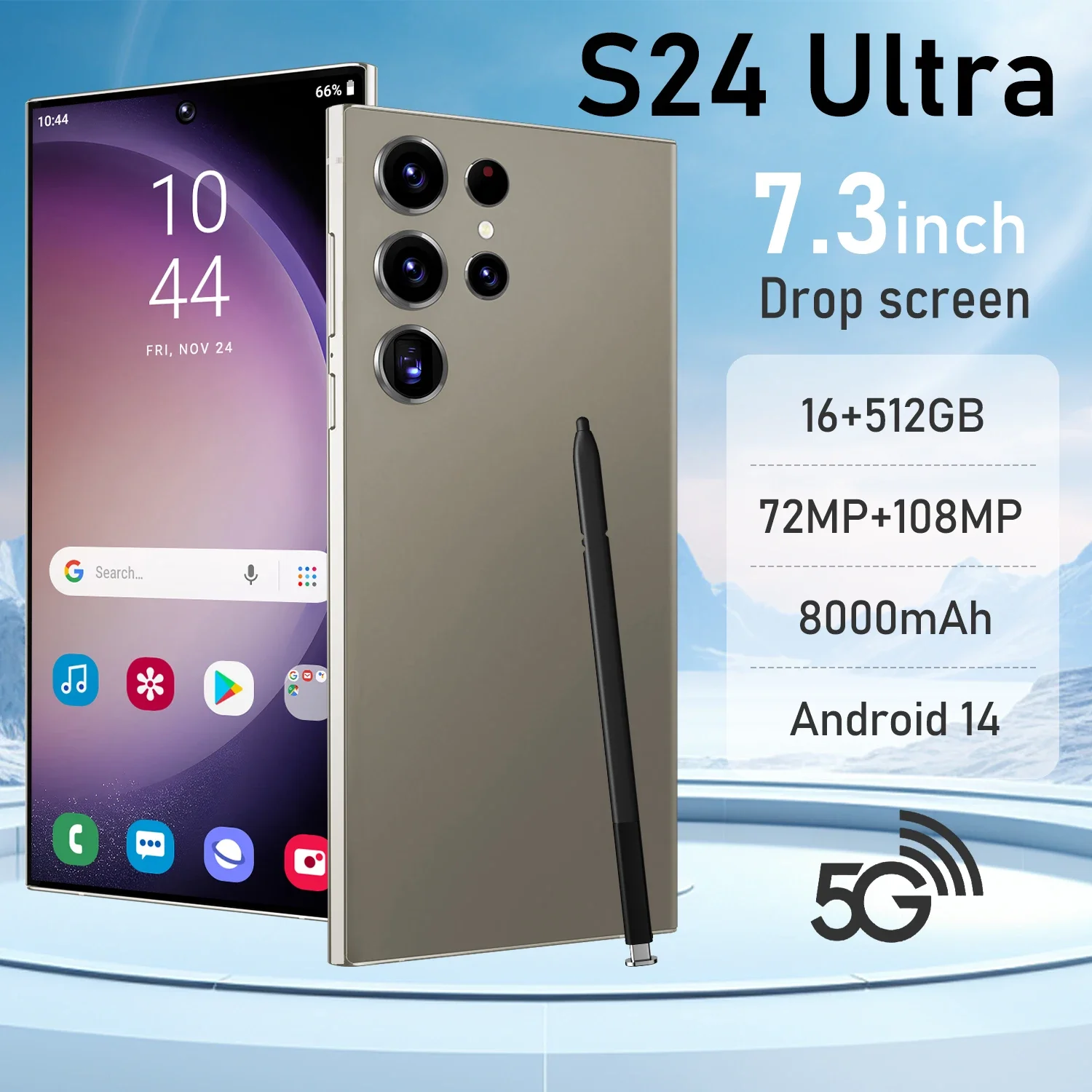 

2025 Original Global version S24 + Ultra Phone with 16G + 1T HD7.3 5G Dual Sim Celulare Android Mobile Phones