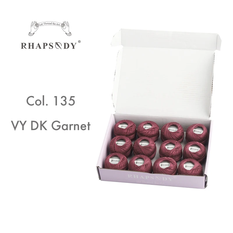 Rhapsody-Größe # 8-teiliges Set aus Baumwolle, Häkelgarn, Stickerei, Bastelnadel, Kreuzstich, ägyptische Baumwolle, merzerisiert, 12 Bälle
