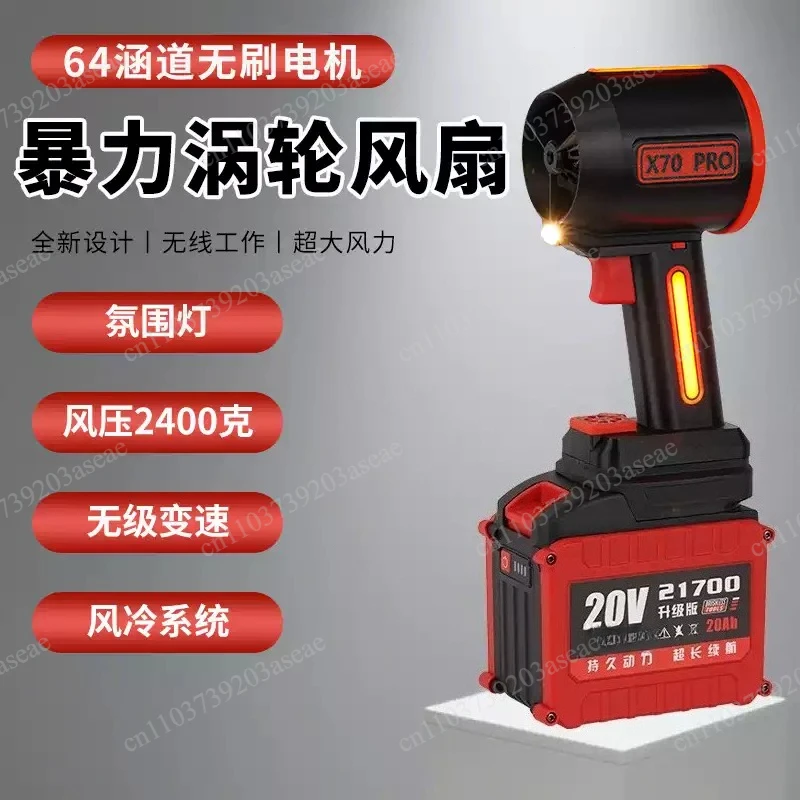 Wireless High‑Power Handheld Blower 64‑mm Turbo Ducted‑FanBrushless‑Motor For Car Wash Water Blow‑Off Dust And Snow Removal Work