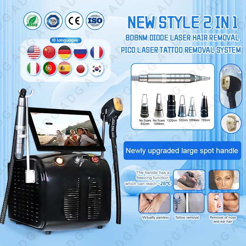 ADG Diode 755 808 1064nm Wavelength Laser Machine ICE Painless Diode Hair Laser Removal Machine