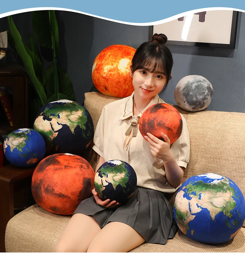 10-27cm Kawaii Mond, Sonne, Erde, Mars Plüschkissen Weiches Planeten-Satelliten-Stofftier Sonnensystem Sofakissen Kindergeburtstagsgeschenke – Detail 9