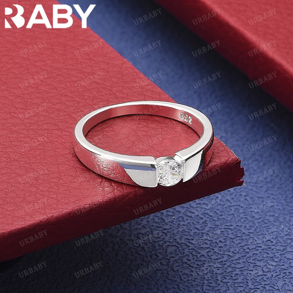 

URBABY 925 Sterling Silver Size 5-10 Zircon Ring Fashion Jewelry Charm Grace Noble Wedding Accessories