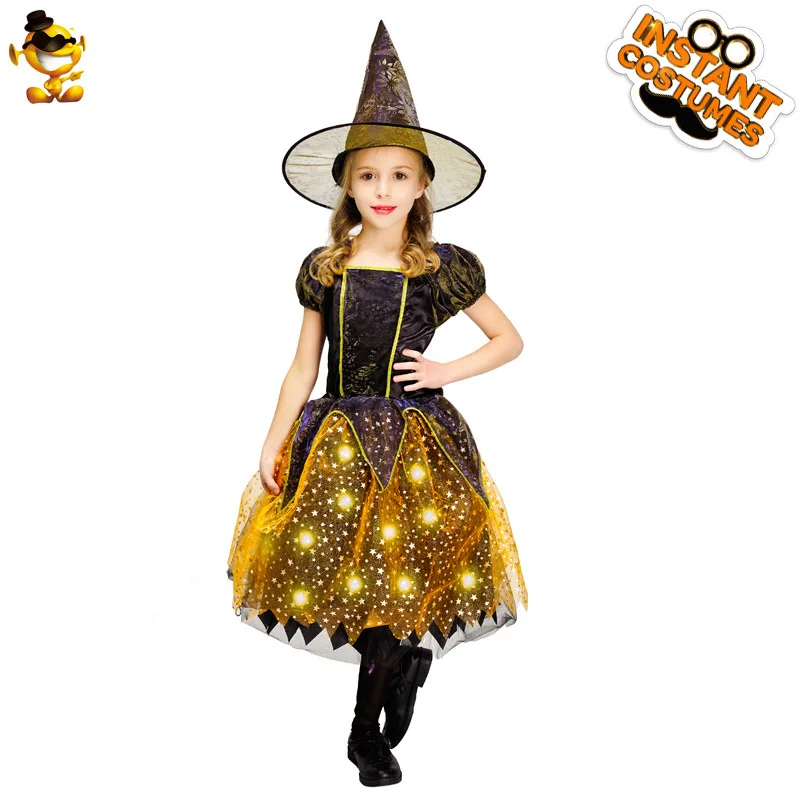 Halloween Children's Glowing Witch cosplayParty Costume  Masquerade Stage Performance Costume