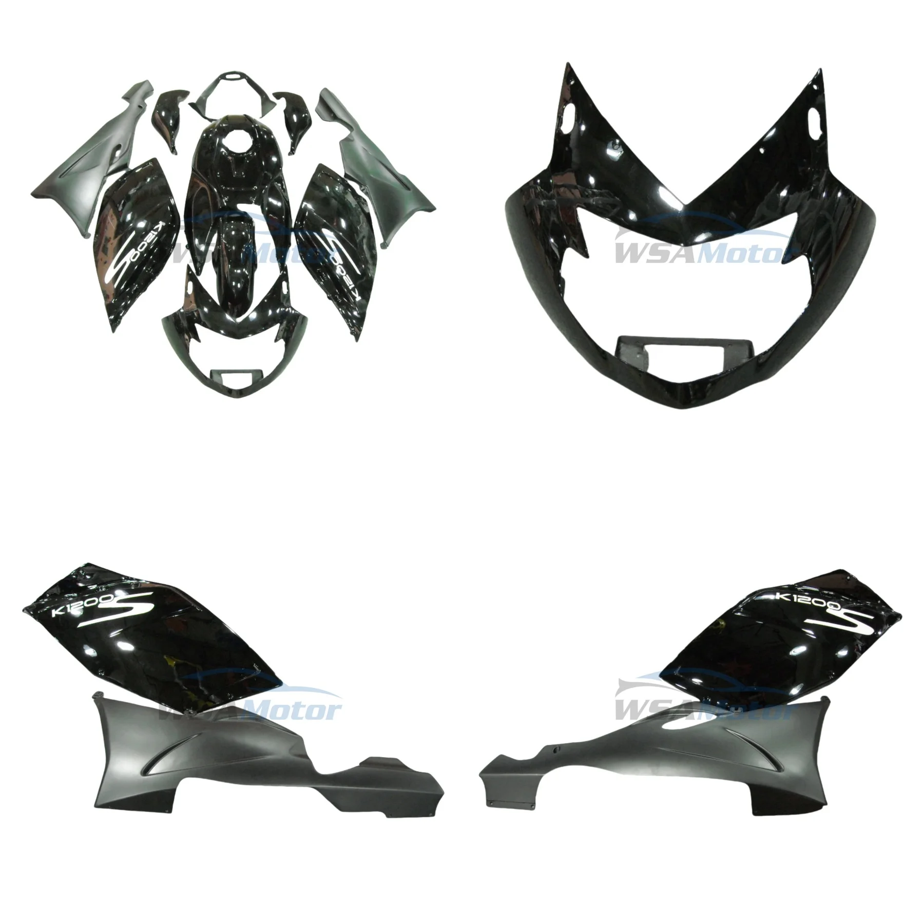 For K1200S 2005-2008 Full Fairings Kit For BMW K1200 2005 2006 2007 2008 Glossy/Matte Black Motorbike Bodywork Cowl Bodywork