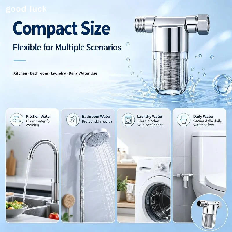 Stainless Steel Water Pre Filter With Transparent Visible Body Washable Reusable Filter Element For Kitchen Whole House Use