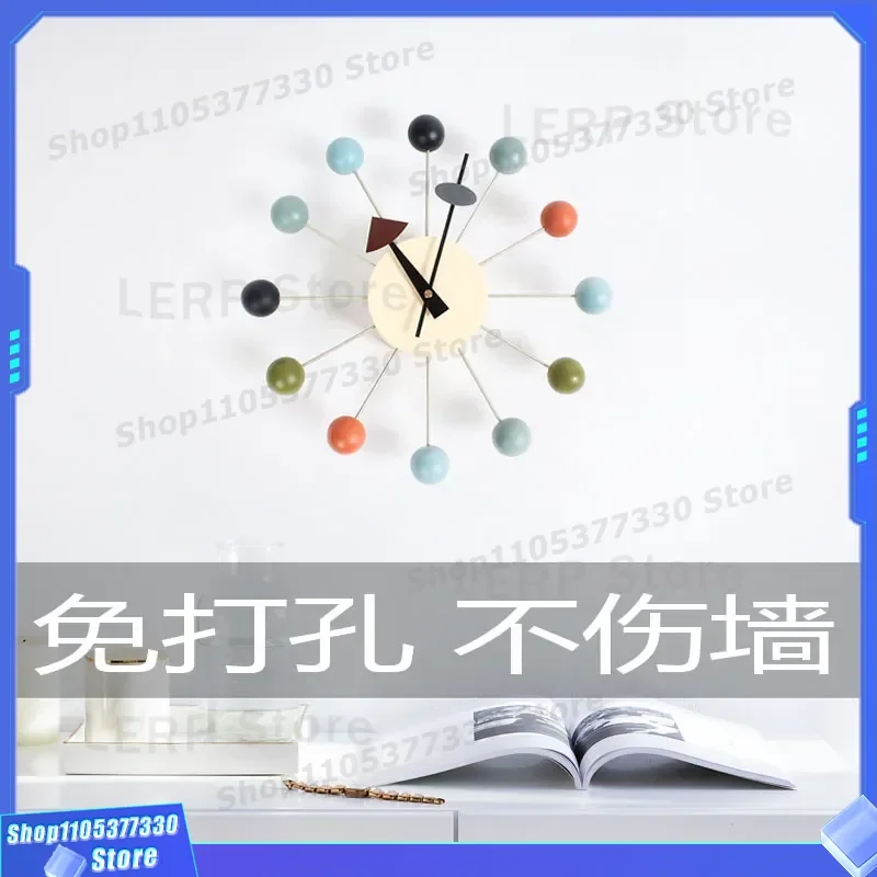 Nelson Wall Clock Simple Colored Ball Design Modern Home Decor Background Wall Timepiece For Children Room Candy Style