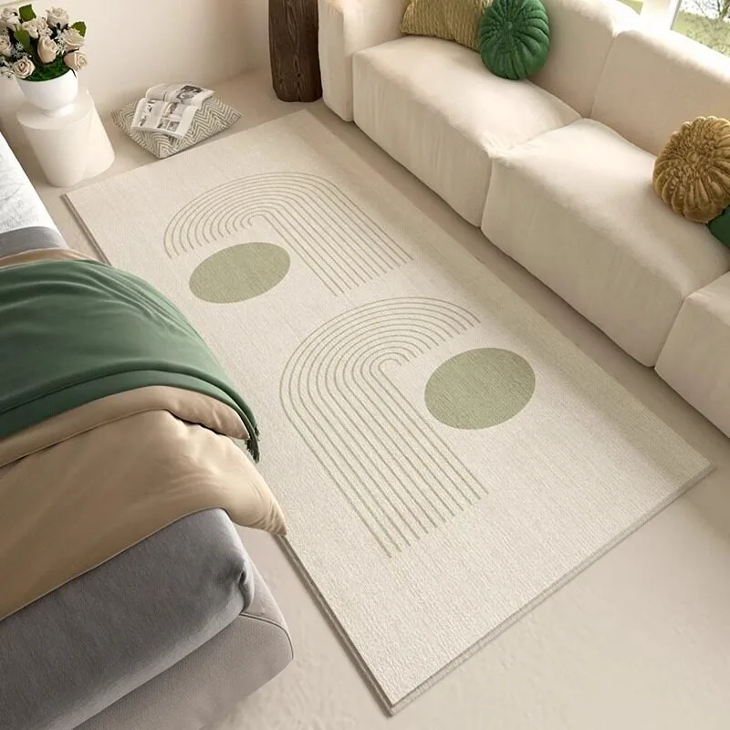 Bedroom Bedside Rug Wabi-sabi Style Minimalist Geometric Pattern Long Carpet Stain-resistant Wear-resistant Floor Mat Home Decor