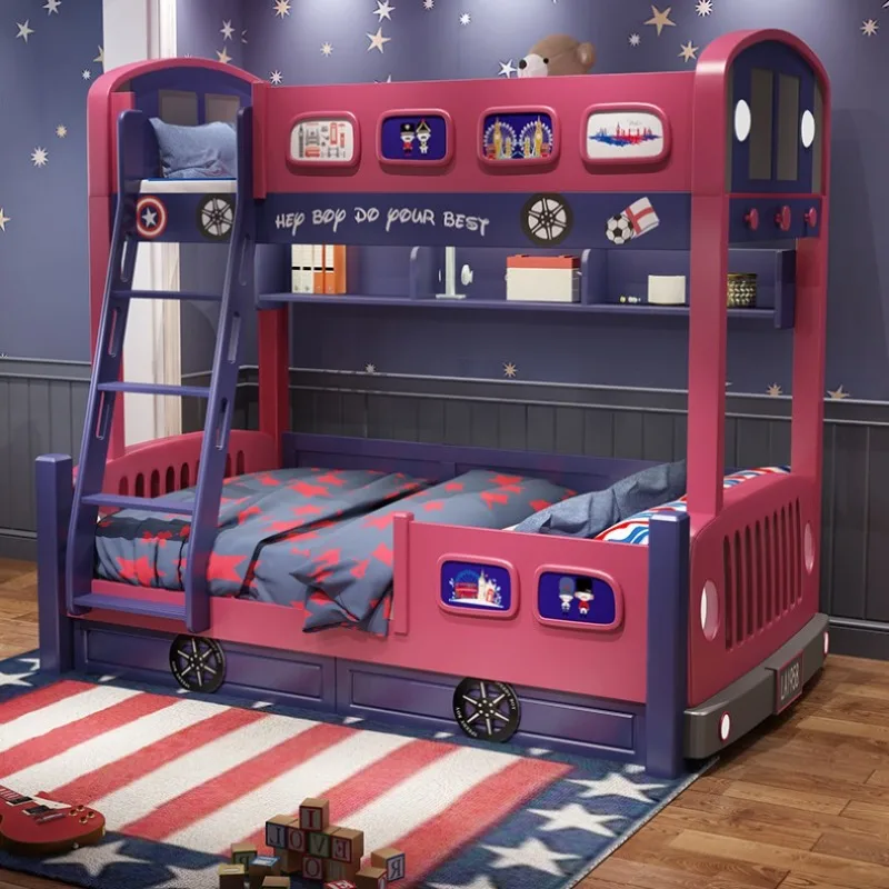 

Luxuce Stairs Kids Beds Wooden Double Decker Modern Style Girls Toddler Bed Frame Slide Single Cama Infantil Furniture For Home