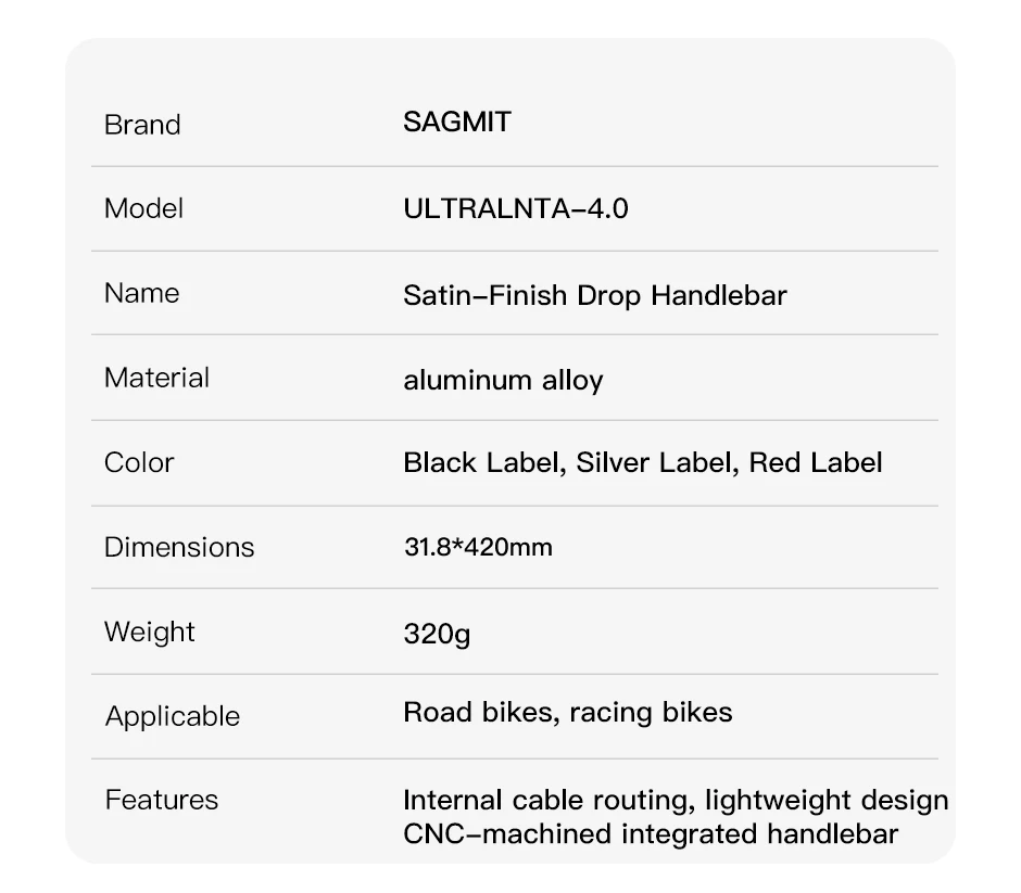 SAGMIT Fahrradlenker, reduziert den Widerstand, gebogener Lenker, verstärkte Fahrradteile, mit 31,8*420mm Aluminiumlegierung, Rennradlenker – Detail 4