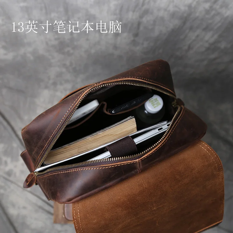 Head layer Leather Backpack Retro Crazy Horse Leather Large Capacity Computer Bag for Women Fashion ravel Leather Backpack