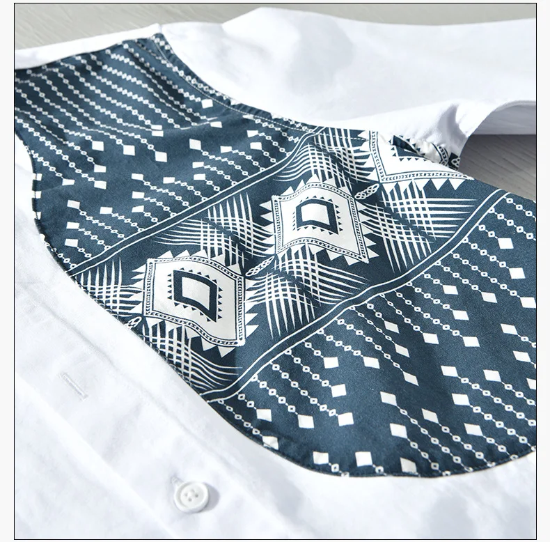 Pure Cotton New Long Sleeve White Shirt Men Streetwear Casual Fashion Top Patchwork Print Shirts Japanese Youth Men\'s Clothing