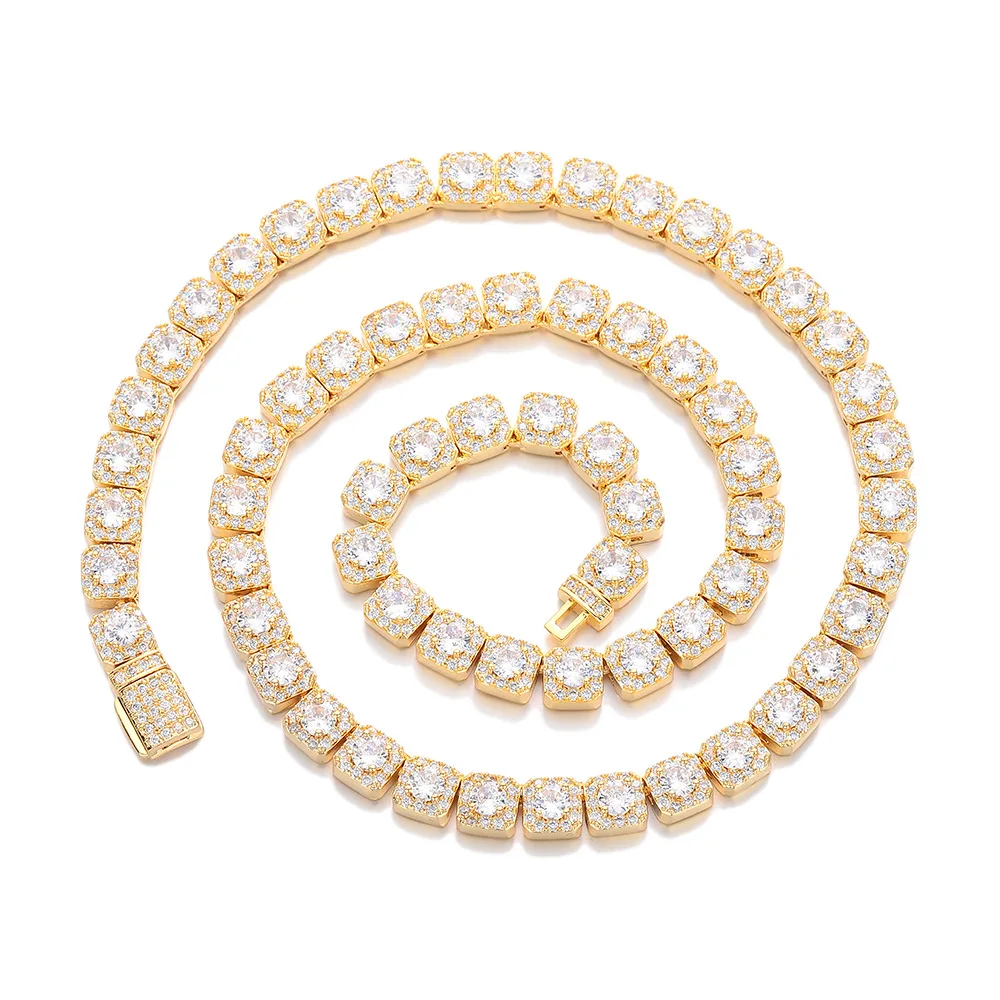 

Necklace with Flip-top Clasp and Cubic Zirconia Ice-like Chain, Men's Jewelry, High-end Look, Suitable for Both Men and Women