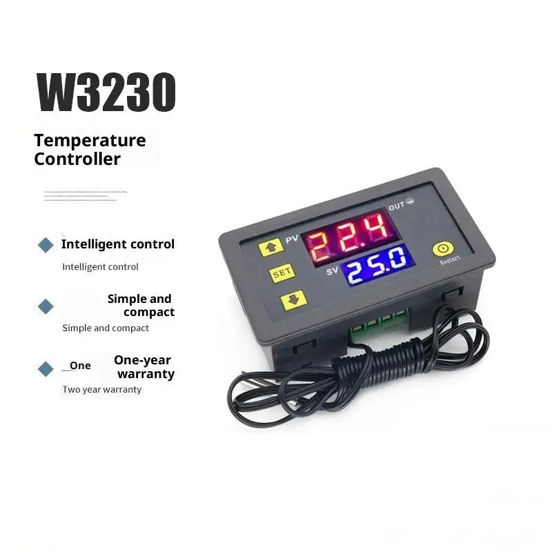1Pcs 20A Digital Temperature Control W3230 12V 24V AC110‑220V Probe Wire Led Display Thermostat With Heating/Cooling Controller