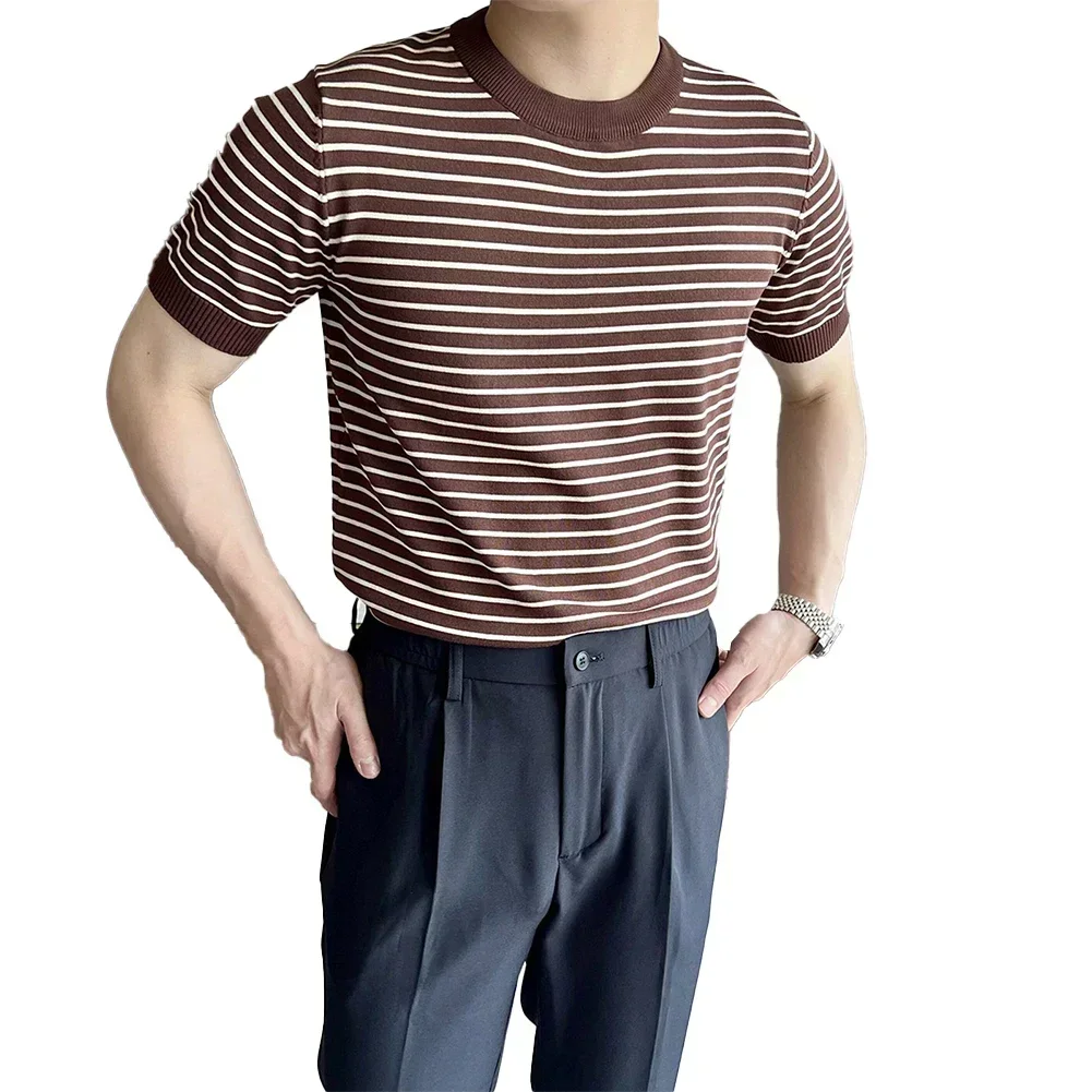 

Crew Neck Blouse Men Korean Style T-shirt Applicable Gender Men Fashionable Top Korean Style Fashion Summer Casual Outfit