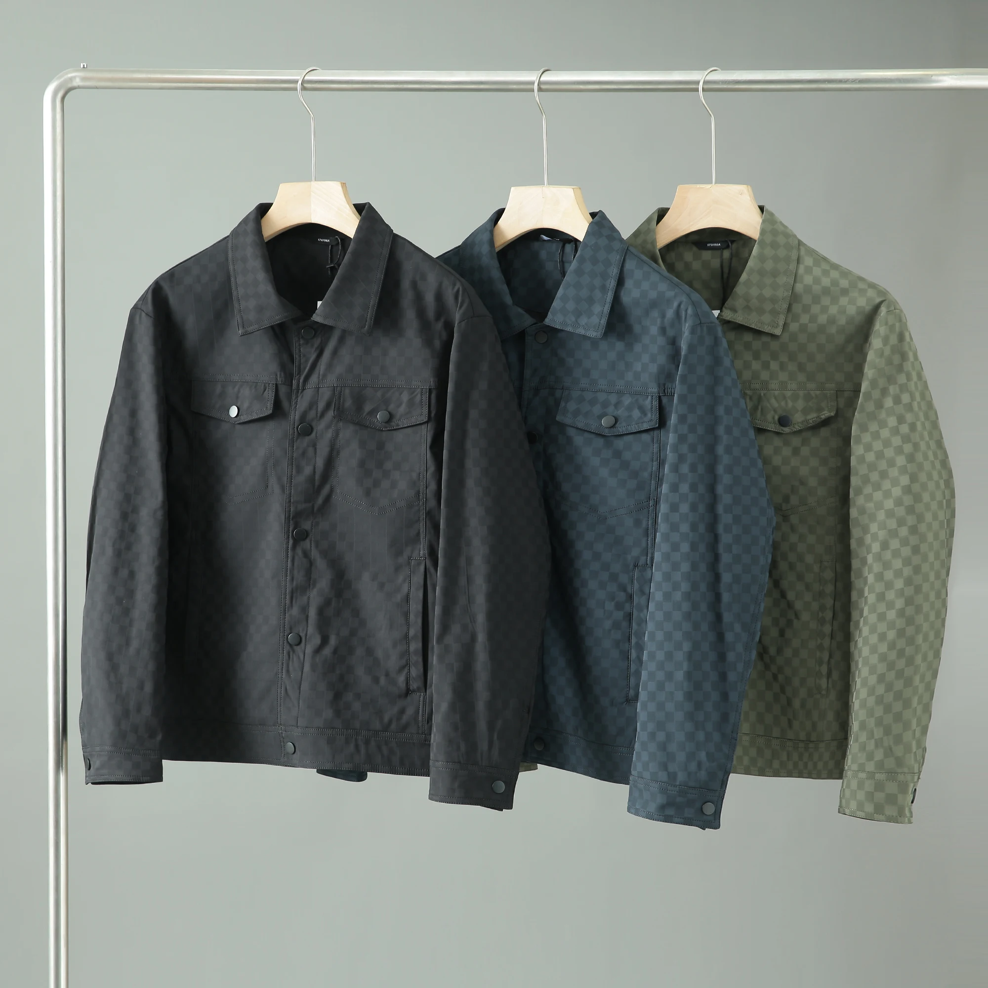 

Italian Luxury Plaid Flip-Collar Loose Men's Jaet New Autumn Faion Outerwear Stand Fit Urban Sle Long Sve Coat