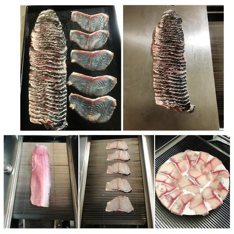 業務用魚フィレ機 サーモン刺身斜め切り漬け魚スライサー機 コイ サーモン 豚レバー スライス機