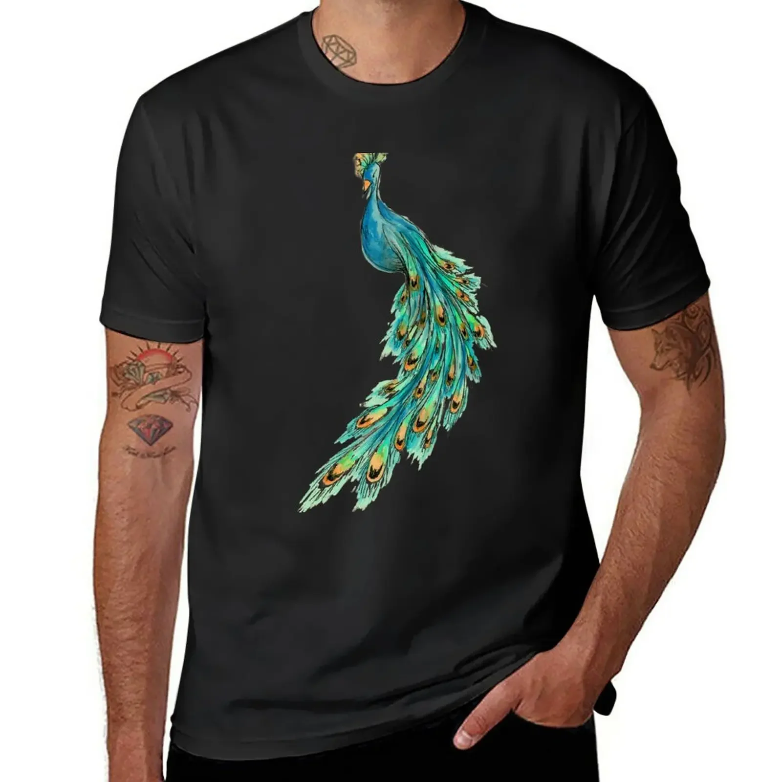 New Peacock T-Shirt sweat shirt heavyweight t shirts big and tall t shirts for men