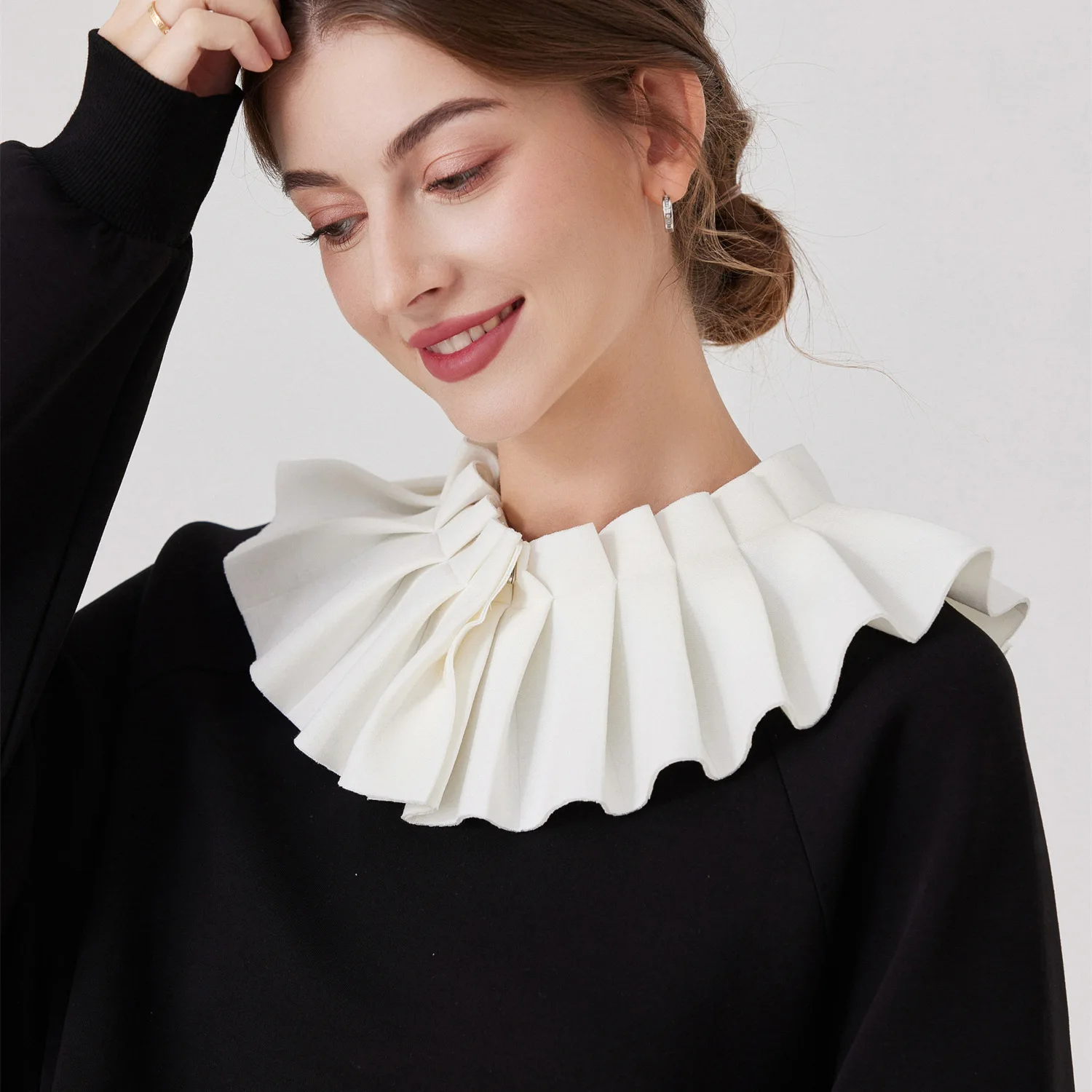 Col plissé à âge réduit pour femme, col décoratif, châle en mousseline de soie blanche, col de chemise avec faux col, sous-vêtements