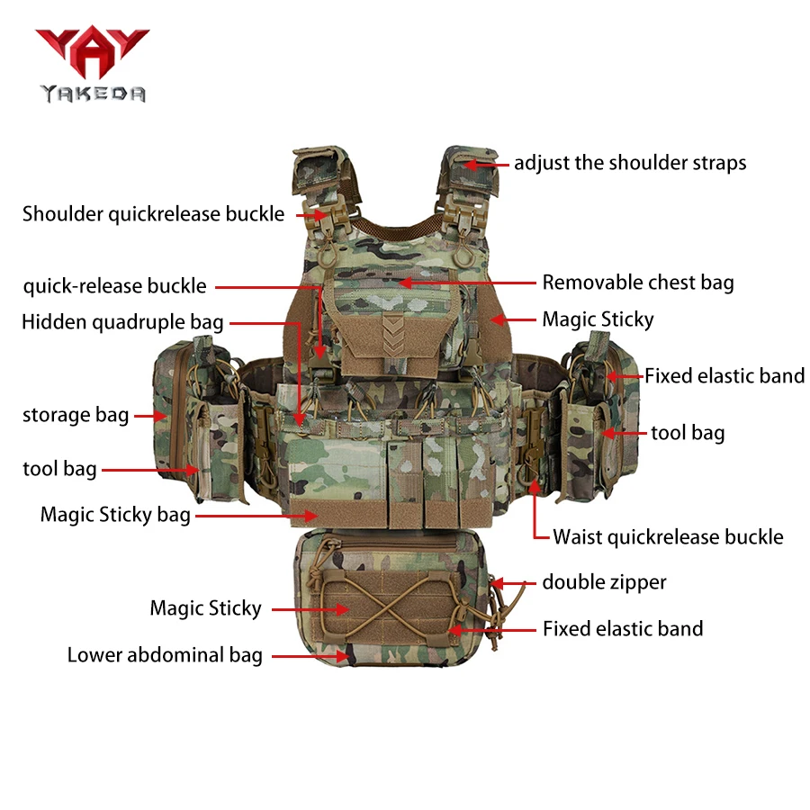 YAKEDA schnell abnehmbare Outdoor-Jagdweste, multifunktionale Trageweste mit verstellbaren Schultern und Taille, atmungsaktive Weste. – Detail 2
