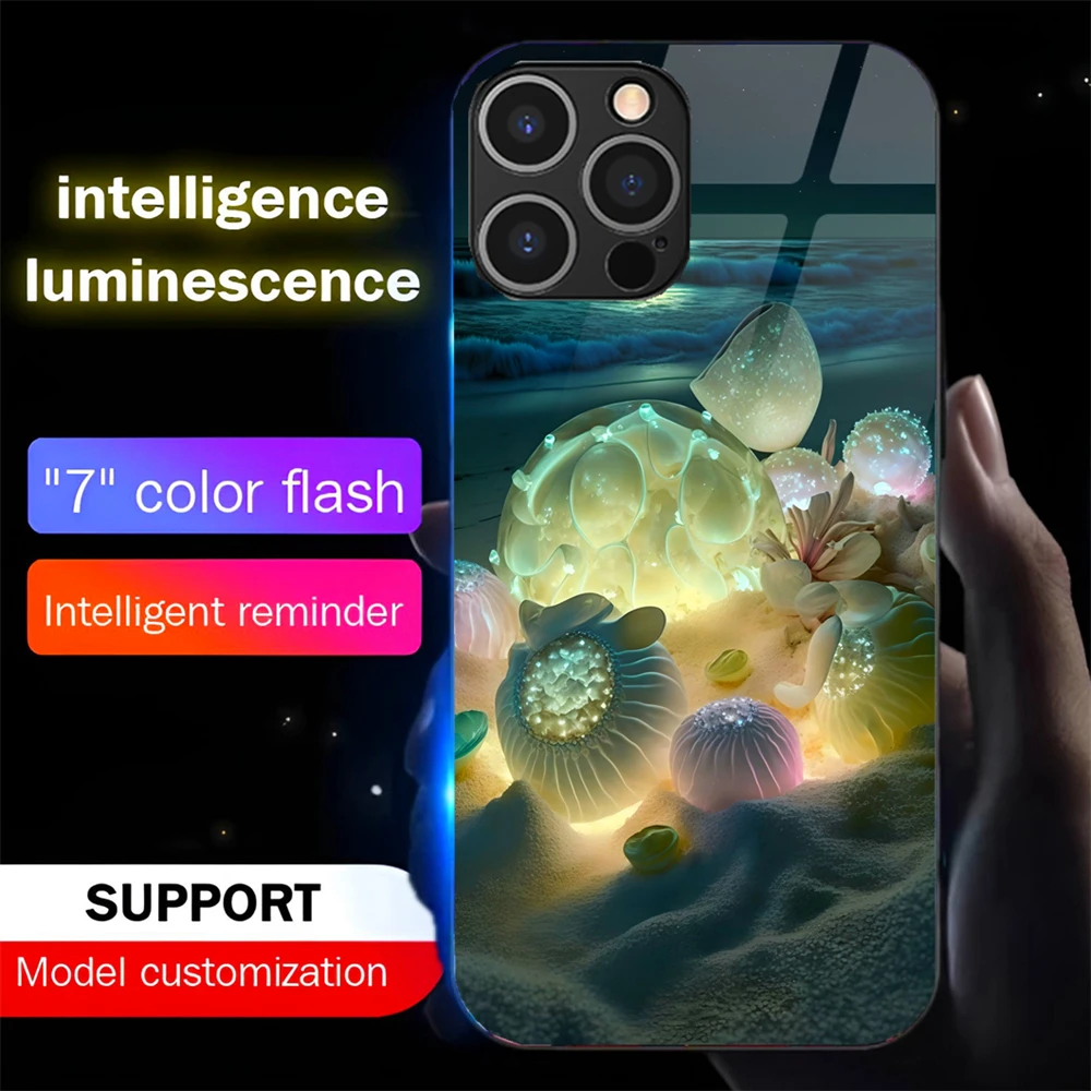 

Starry Sky Beach Sound Music Control Led Light Phone Case Glowing Cover For iPhone Air 17 16 E 15 14 13 12 11 Pro Max X XR XS